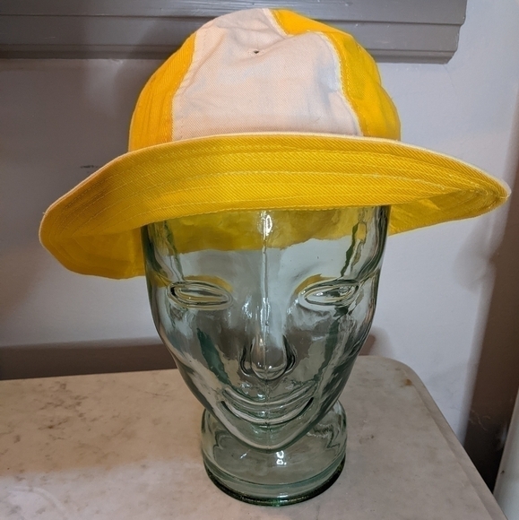 Yellow bucket hat with white stripes | Size Small | 100% cotton - Picture 6 of 6